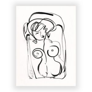 Original Ink Painting - Brushstroke Nude Goddess 22
